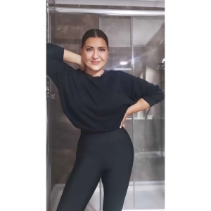 Yüksek Bel Içi Polarlı Dalgıç Kumaş Siyah Tayt