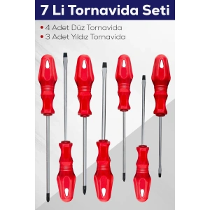 7li Tornavida Seti (4 Adet Düz Tornavida 3 Adet Yıldız Tornavida)