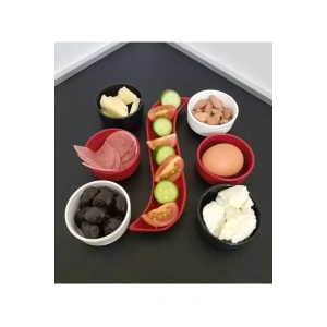 7 Parça Kahvaltı Seti Sosluk İftariyelik Çerezlik Kırılmaz Melamin Çap 7 cm