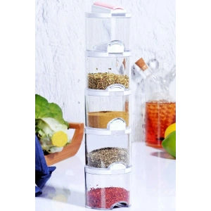 Akrilik Renkli Geçmeli 5li Bremen Pratik Baharatlık Seti 12x8x25 cm
