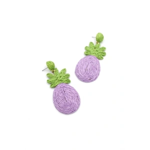 Ananas Hasır Küpe - Mor