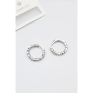 Baget Taşlı Küpe - Beyaz