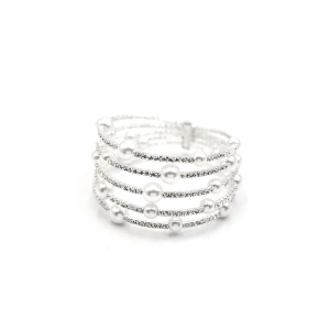 Beş Sıra İncili Su Yolu Bileklik - Gümüş