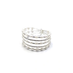 Beş Sıra İncili Su Yolu Bileklik - Gümüş