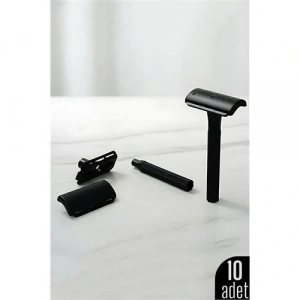 BFS 10lu Şık Siyah Plastik Tıraş Aleti – Manuel Tıraş Bıçağı  , Ergonomik Saplı