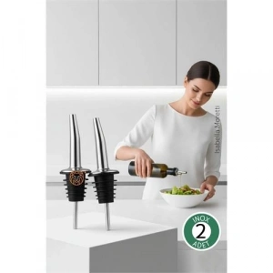 BFS 2 Adet Inox Çelik Akıtmaz Yağdanlık Ucu - Profesyonel Şişe Tıpası & Sosluk Başlığı