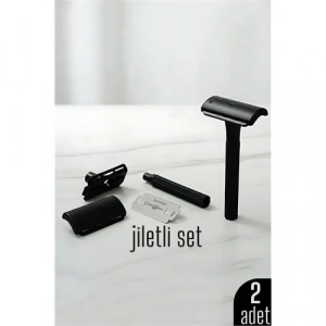 BFS 2li Şık Siyah Plastik Tıraş Aleti – Manuel Tıraş Bıçağı  , Jiletli Ergonomik Saplı