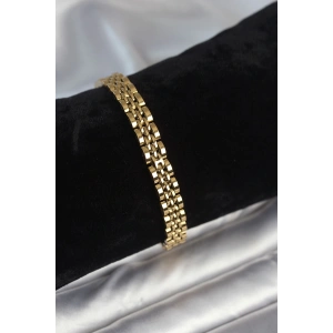 Mey İthalat® 316L Çelik 7 mm Kalınlıkta Gold Renkli Erkek Bileklik