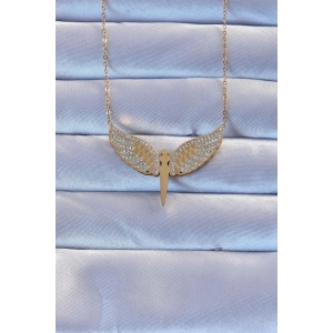 BFS 316L Çelik Altın Renk Zirkon Taşlı Mikail Kolye