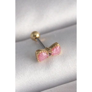 BFS 316L Çelik Gold Renk Pembe Fiyonk Model Tragus Piercing