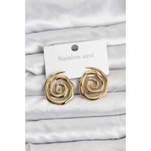 BFS 316L Çelik Gold Renk Sarmal Model Kadın Küpe