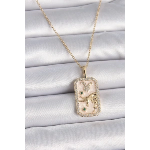 BFS 316L Çelik Gold Renk Zincir Boğa Burcu Zirkon Taşlı Kadın Kolye