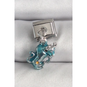 BFS 316L Çelik Gümüş Renk Sallantı Mavi Boğa Model Nomination Charm