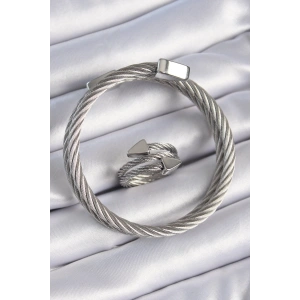 BFS 316L Çelik Gümüş Renk Sarmal Model Erkek Bileklik Yüzük Kombini