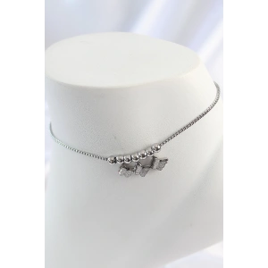 BFS 316L Çelik Gümüş Renk Simli Kelebek Model Kadın Halhal