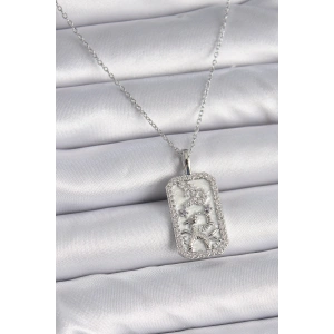 BFS 316L Çelik Gümüş Renk Zincir Oğlak Burcu Zirkon Taşlı Kadın Kolye