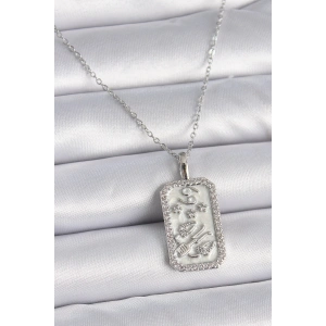 BFS 316L Çelik Gümüş Renk Zincir Yengeç Burcu Zirkon Taşlı Kadın Kolye