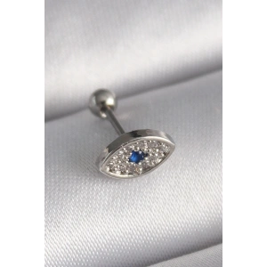 BFS 316L Çelik Gümüş Renk Zirkon Taşlı Göz Tragus Piercing