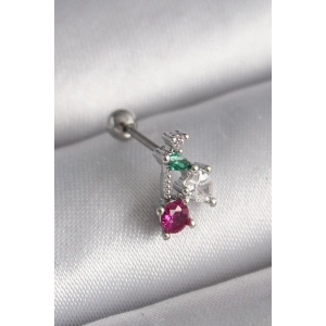 BFS 316L Çelik Gümüş Renk Zirkon Taşlı Tragus Piercing