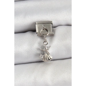 BFS 316L Çelik Sallantılı Zirkon Taşlı Deniz Yıldızı Ve İstiridye Model Gümüş Renk Nomination Charm