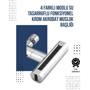 BFS 4 Modlu Musluk Başlığı | Şelale, Yağmur, Sprey, Köpük Akışı | Yüksek Basınç Performansı | Modern Tasarım