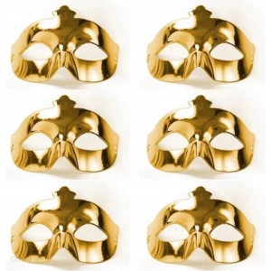 BFS   Altın Metalize Renk Düz Balo Parti Maskesi 6 Adet