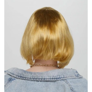 BFS   Altın Renk Düz Kesim Küt Parti Peruğu Kısa Takma Saç