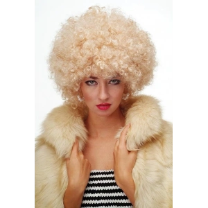 BFS   Altın Renk Kıvırcık Afro Bonus Peruk Saç Parti Peruğu Platin Gold