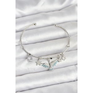 BFS Anka Kuşu Charmlı Gümüş Renk Pirinç Kadın Bileklik