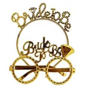 BFS   BrideToBeYazılıTaçveBrideToBeYazılıGözlükSetiAltınRenk