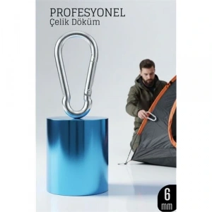 BFS Çelik Yan Açılır Karabina - 6 mm Kamp, Tırmanış ve Günlük Kullanım İçin Güvenli Kilit