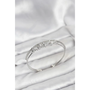 Mey İthalat® Çiçek Model Pirinç Gümüş Renk Kadın Bileklik