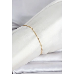 Mey İthalat® CM 14K Gold Renk Ezme Burgu Zincir Model Kadın Bileklik