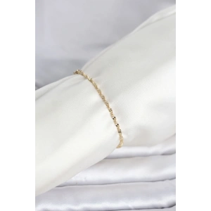 Mey İthalat® CM 14K Gold Renk Yassı Ezme Burgu Model Kadın Bileklik