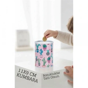 BFS Desenli Metal Kumbara | 11x9 cm - Tasarruf ve Dekorasyon Bir Arada