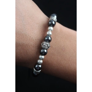 BFS Doğal Taş X Model Antrasit Renk Asansörlü Erkek Bileklik