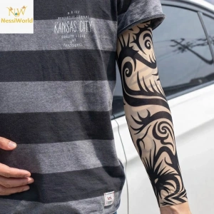 BFS Giyilebilir Kol Dövmesi Çorap Dövme 3D Baskılı Kol Bacak Dövme 2 Adet Model 15