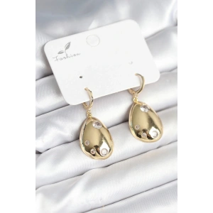 BFS Gold Renk Pirinç Damla Model Kadın Küpe