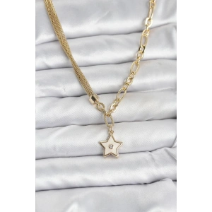 BFS Gold Renk Pirinç Yıldız Model Kadın Kolye