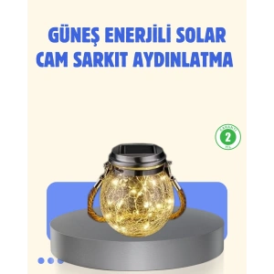 BFS Güneş Enerjili Cam Sarkıt Bahçe Balkon Teras Aydınlatma 30 LED