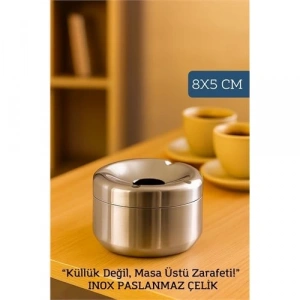 BFS  Inox Paslanmaz Çelik Küllük – 8 x 5 cm | Modern, Hijyenik ve Dayanıklı Tasarım