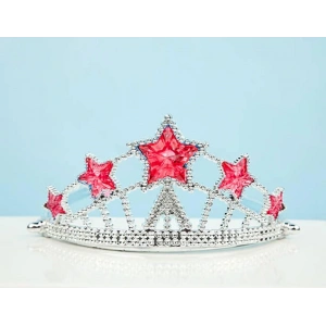 BFS   Kırmızı Yıldız Taşlı Plastik Kraliçe Prenses Elsa Tacı Çocuk Boy