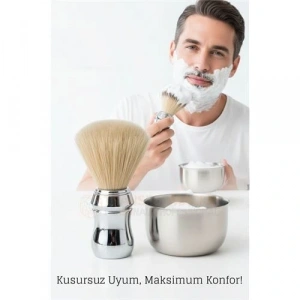 BFS Klasik Tıraş Seti – Krom Parlak Saplı Fırça & 304 Paslanmaz Çelik Tıraş Tası