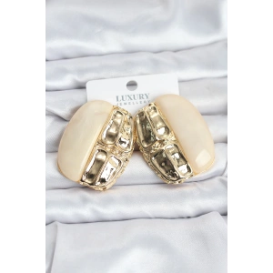 BFS Krem Renk Pirinç Vintage Kadın Küpe