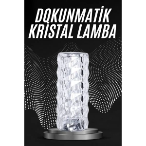 BFS Kristal Lamba Masa Lambası Şarjlı Masa Lambası Dokunmatik Sensör Usb Şarjlı