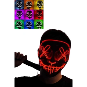 BFS Led Işıklı Neon Maske Cadılar Bayramı Maskesi Korkunç Korku Maskesi
