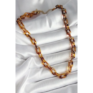 BFS Leopar Desenli Mika Zincir Kadın Kolye