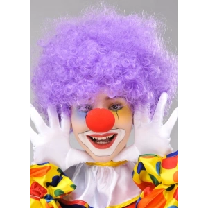 BFS   Mor Renk Kıvırcık Afro Bonus Peruk Takma Saç ve Kırmızı Burun Seti