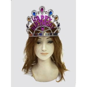 BFS Nessiworld  Gümüş Renk Happy Birthday Yazılı Doğum Günü Tacı 60 cm