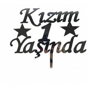 BFS Nessiworld  Kızım 1 Yaşında İlk Yaş Doğum Günü Partisi Pleksi Pasta Süsü Gümüş Renk